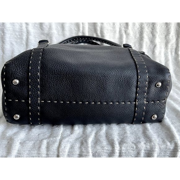 Fendi Selleria Linda Med. Satchel in Black Pebble Grain Leather w/Running Stitch - Picture 11 of 11